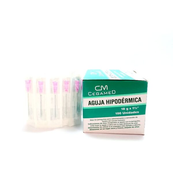 AGUJA DESCARTABLE HIPODERMICA 18 X 1 1/2 CEGAMED