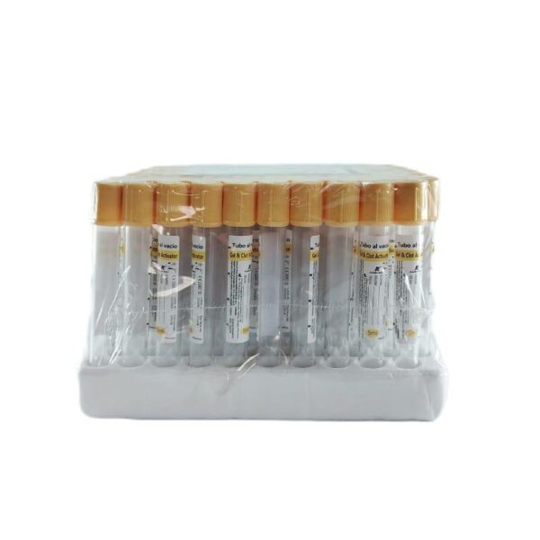 TUBO ENSAYO PARA PLASMA TAPA AMARILLA 5ML (PAQUETE X 100 UND)
