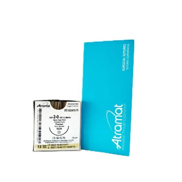 CATGUT CROMICO ATRAMAT # 2-0 - 1/2 G37 - 37mm - 75cm