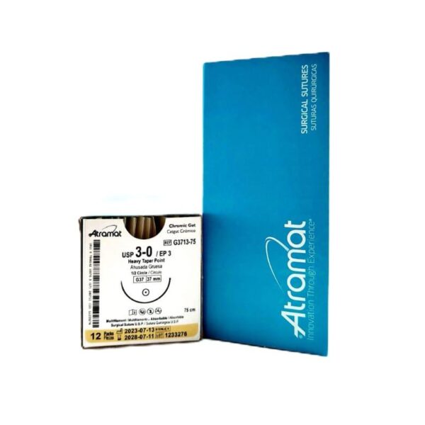 CATGUT CROMICO ATRAMAT # 3/0 - 1/2 G37 - 37mm - 75cm