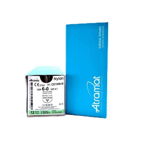 NYLON ATRAMAT 6-0, 45CM AGUJA CE-19 REVERSO CORTANTE 19MM 3/8 CIRCULO